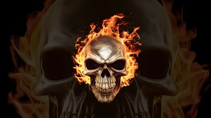 Wall Mural - skull fire logo set