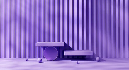 Poster - Purple minimal podium for product display background 3d rendering	
