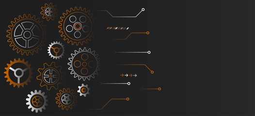 Aufkleber - innovation concept in high-tech gear design. abstract vector illustration of cogwheel. wide brown ba