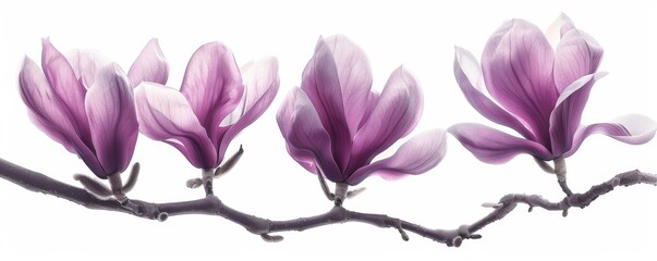 Canvas Print - Four delicate purple magnolia blossoms