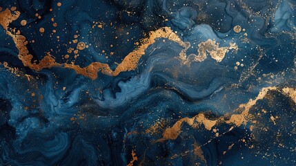 Abstract blue gold floral marble texture background