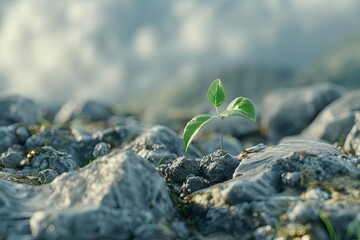 Wall Mural - seed sprouting in a stony ground