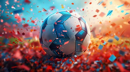  Soccer ball and confetti