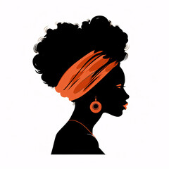 Wall Mural - African women's hairstyle, no face, beautiful dark skinned girl, white background