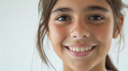 Canvas Print - young girl smiling in front od the camera, vivid colors