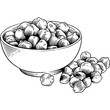 © Rough Edges Supply - Hand drawn Bowl of Chickpeas Sketch Illustration