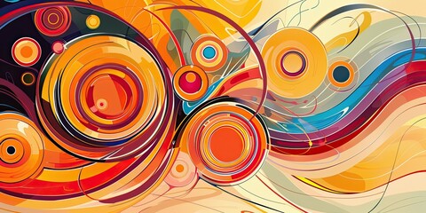 Wall Mural - a image of a painting of a colorful swirly design