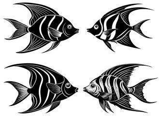 Angelfish fish silhouette vector