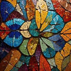 Wall Mural - a colorful mosaic with a flower design on it