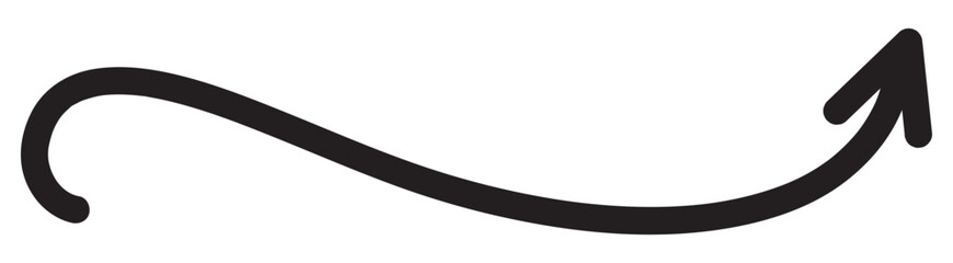 Wall Mural - round curl long arrow. thin arrow curled symbol icon. arrow swish sign.