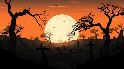 graveyard silhouette halloween Abstract Background
