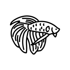 Wall Mural - Betta Fish Outline Icon, Vector illustration