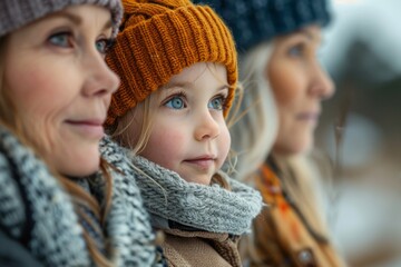 Wall Mural - Three women in hats and scarves