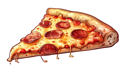 Wall Mural - A slice of pepperoni pizza with melted cheese and sauce