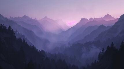 Wall Mural - Purple haze over mountain range