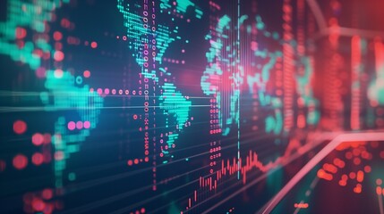 A high-definition graph displaying world economic growth, business finance, and investment data. 