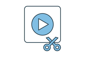 Poster - Video Editor icon. icon related to edit tool. suitable for web site, app, user interfaces, printable etc. flat line icon style. simple vector design editable
