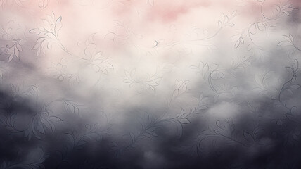 Wall Mural - Floral ornament on a foggy cloudy background in watercolor style