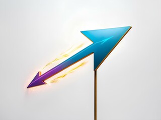 Sticker - blue arrow with fire on a white background 