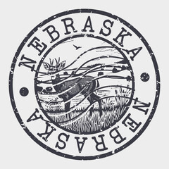 Sticker - Nebraska Stamp Postal. Silhouette Seal. Passport Round Design. Vector Icon. Design Retro Travel. National Symbol.	
