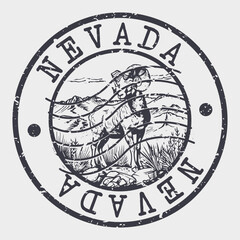 Poster - Nevada Stamp Postal. Silhouette Seal. Passport Round Design. Vector Icon. Design Retro Travel. National Symbol.	
