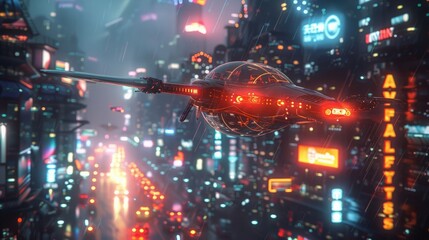 Sci-Fi Cityscape: futuristic sci-fi cityscape with advanced architecture, glowing neon lights, and hovering vehicles,