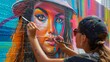 © tanongsak - Street Art Festival: dynamic street art festival with colorful murals, live painting sessions, and engaged crowds, suitable for cultural events