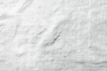 Poster - close-up texture of white linen fabric, showing the weave and natural wrinkles for backgrounds or de