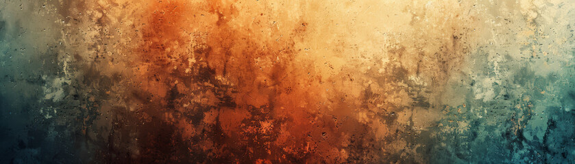Poster - abstract textured background with a gradient blend of warm brown, gold, and cool teal tones, simulat