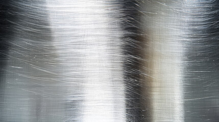 Poster - Close-up of brushed metal surface with horizontal and vertical scratch patterns, showcasing reflective and textured qualities for industrial design.