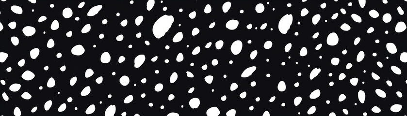 Poster - Monochrome abstract pattern with irregular white spots on a black background. Contemporary design ideal for wallpaper, textile, or background.