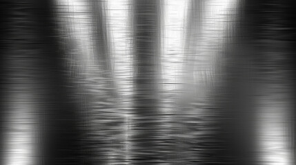 Poster - Abstract metallic texture with a reflective surface and dynamic light reflections, creating a modern, sleek, and industrial feel in monochrome tones.