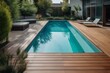 © juliars - Inviting Swimming pool deck. House patio. Generate Ai