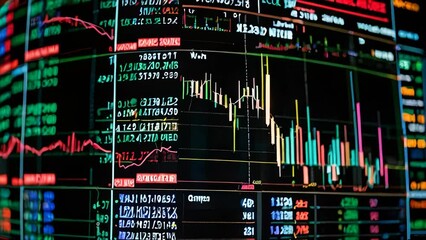 Poster - Stock market trading graph and candlestick chart suitable for financial investment concept