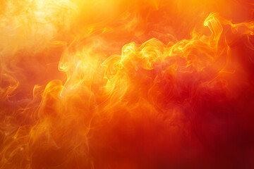 Poster - Abstract fiery background with swirling orange and yellow smoke or vapor creating a dynamic, energetic atmosphere. Perfect for creative design projects.