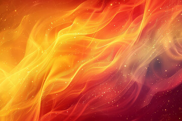 Poster - a vibrant abstract background featuring flowing waves of red, orange, and yellow tones with scattere