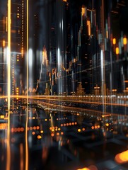 Poster - Glowing Cityscape Depicting Market Performance Tracking