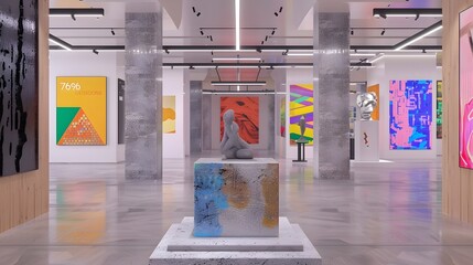 Poster - Captivating 3D Rendered Index Themed Art Installation with Sculptures and Paintings Inspired by