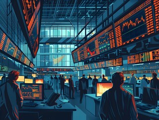 Poster - Illustrative view of market trading and financial analysis tools