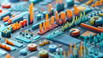 Poster - detailed 3d infographic showcasing components and sectors of a index