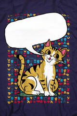 Poster - A cartoon cat with a speech bubble on top of it's head, AI