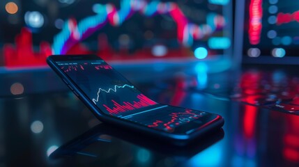 Poster - A smartphone displaying real-time stock market graphs and charts, illustrating the importance of staying informed in business
