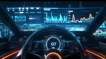 Poster - Futuristic Car Dashboard Showcasing Real Time Index Data Visualization