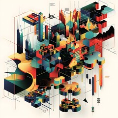 Poster - a conceptual of a index as a futuristic geometric puzzle
