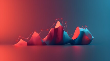 Poster - Minimalist 3D Rendered of Market Evolution Over Time