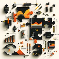 Poster - conceptual of a index as a puzzle with asset classes and sectors