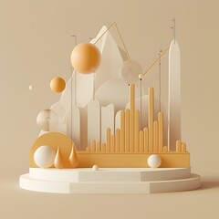 Poster - abstract 3d rendered minimalist depicting economic cycles and market trends
