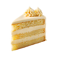 Wall Mural - Vanilla biscuit cake slice with butter cream isolated on transparent  background
