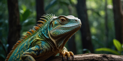 Wall Mural - photo Exotic Reptile of iguana with various colors of nature