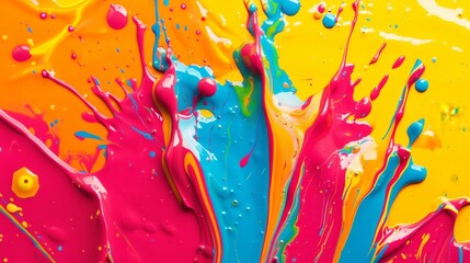 Poster - A vibrant, energetic splash of paint background in bold, contrasting colors, ideal for artistic and creative themes